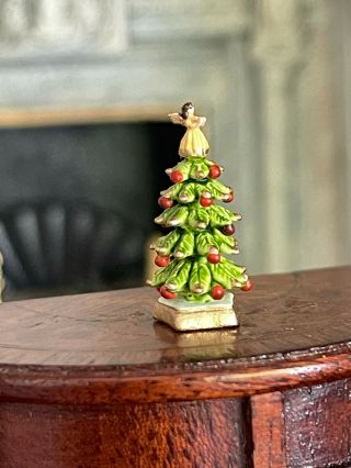 Vintage Artisan Miniature Dollhouse Randall Zadar Bronze Christmas Tree Angel Le