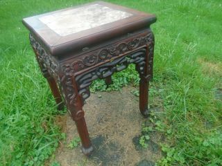 Antique Chinese Carved Rosewood Huanghuali Stool Stand Table Chair Claw Feet 19 "