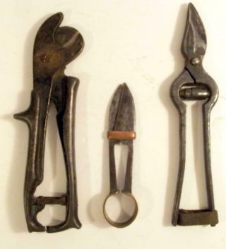 Vintage/antique Set Of 3 Bonsai Trimming Scissor Snips Cutting Tools 1 Marked