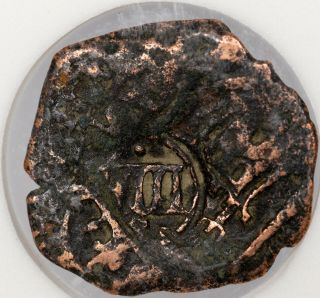 World Pirate Era Spanish Bronze Nummis C.  1400 - 1600 Ad Ancient Coin In Slab "