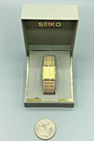 Vintage Mens Gold Tone Seiko 7430 - 5460 Quartz Watch W/ Box Excel