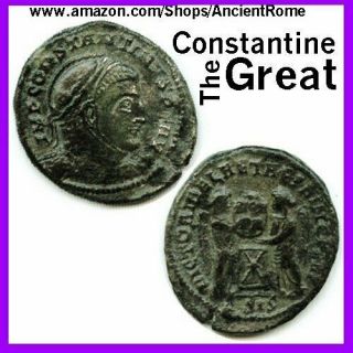 Constantine The Great - Imperial Roman Empire Bronze Coin With Certificate Of.