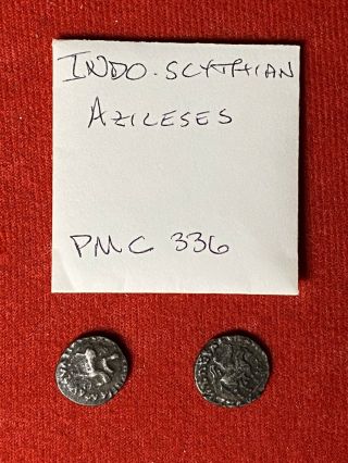 50 - 30 Bc - Indo - Scythian - King Azileses / Azilises - Two Coins - Pmc 336