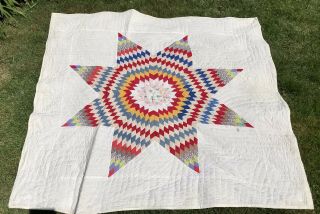 Great Vintage 1930s Lone Star Texas Hand Stitched Feed Sack Quilt 74 " X 72 "