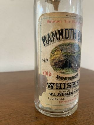 Antique 1910s MAMMOTH CAVE Whiskey BOTTLE Pre Pro WL WELLER Louisville Kentucky 2