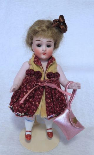 7 1/2 " Antique All Bisque Porcelain Mignonette German Doll Germany Incised