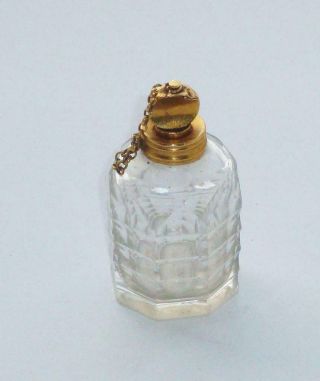 Exceptional Rare Antique Cut Rock Crystal & High Carat Gold Perfume Bottle 20ct