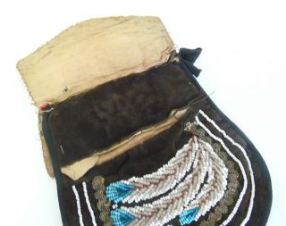 Antique 1890 ' s Native American Northeast Woodlands Iroquois Feather Beaded Bag 3
