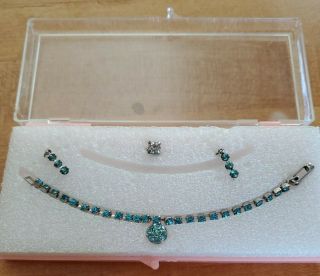 Vintage Madame Alexander Cissy Doll 1950s Blue Rhinestone Necklace & Earrings