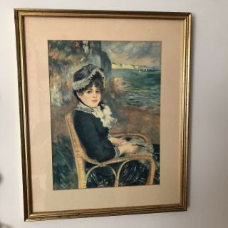 Vintage Framed Art Print By Renoir 15 X 18 By The Seashore.