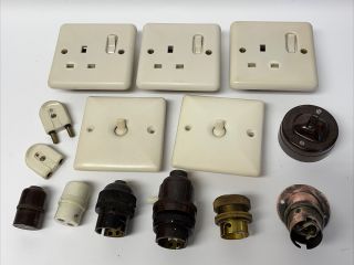 Bakelite Mk,  Gec,  Goltone Vintage Light Switches,  Plug Sockets Etc.
