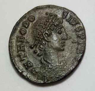 Ancient Roman Empire Coin Theodosius I 379 - 395ad Vot Xx Ae4 Small Coin