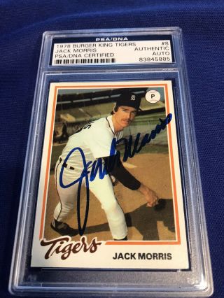 1978 Topps Burger King 8 Jack Morris Signed Auto Rc Rookie Psa/dna