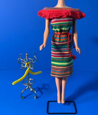 Vintage Barbie Clothes: Pak Knit Striped Sheath Dress W/ Belt
