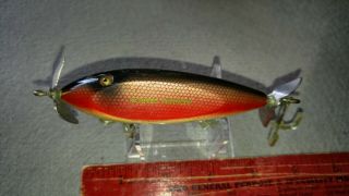 Vintage Creek Chub Bait Co.  Injured Minnow Wood Glass Eyes Great Dace/red Side