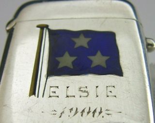 Rare Solid Sterling Silver Enamel Vesta Case Yachting Flag Elsie 1900
