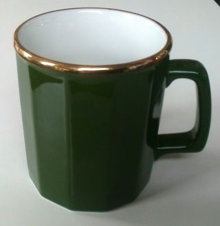 Vintage Apilco Mug Green Gold Made In France Yves Desnoulieres