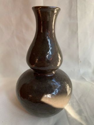 Antique Chinese China Bronze Yellow - Glazed Crackle Export Porcelain Vase No Mark