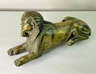Antique Late 19th Century Bronze Egyptian Revival Sphinx Figure Grand Tour,  10 "