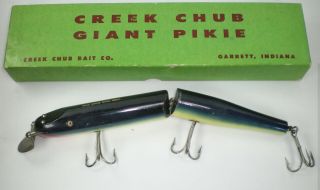 Vintage Creek Chub Giant Pikie Purple Eel Fishing Lure W/ 813 Giant Pikie Box