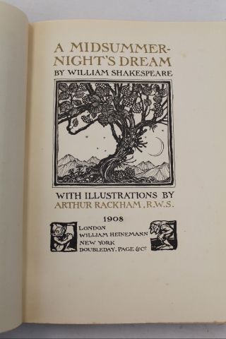 1st EDITION Antique 1908 a Midsummer Nights Dream Shakespeare RACKHAM - P37 3