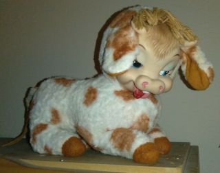 Vintage Mid Century 1950s Rushton Rubber Face Plush Cow Bull Toy Rare