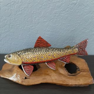 Carl Christiansen 14 " Scaled Brook Trout Fish Decoy Lure Folk Art Wood Carving