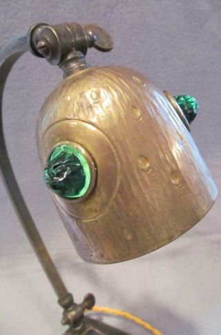 Antique European Bronze And Jeweled Desk Lamp Lamp