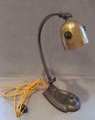 Antique European bronze and jeweled desk lamp lamp 2