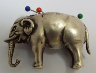Lovely English Antique 1908 Sterling Silver Novelty Elephant Pin Cushion