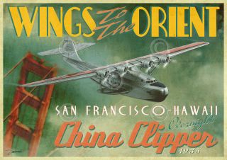 Travel Art Print China Clipper By Carlos Casamayor San Francisco Poster 14x11