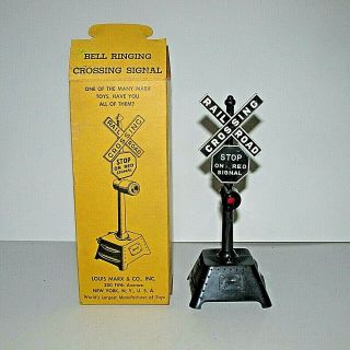 Vintage O Gauge Marx Bell Ringing Crossing Signal 417 Stop On Red Plastic Ex.  Us