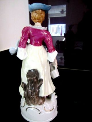 VINTAGE,  Staffordshire FIGURE,  LADY WITH WATERING CAN & FLOWER BASKET,  26 CM TALL 2