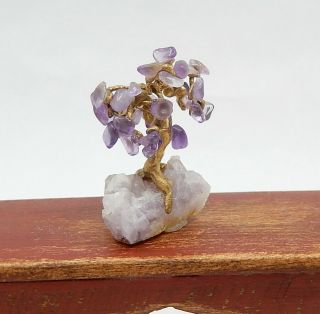 Vintage Amethyst Bonsai Tree Sculpture Artisan Dollhouse Miniature 1:12