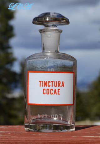 Antique Tincture Cocaine Pharmaceutical Bottle - Pyro W/ Glass Stopper