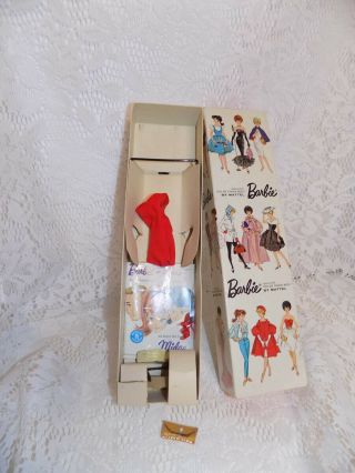 Vintage Mattel Brunette Ponytail Barbie Doll Box No Doll Hand Tag