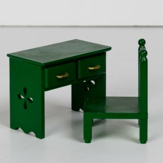 1980s Tomy Sylvanian Families Green Desk And Chair