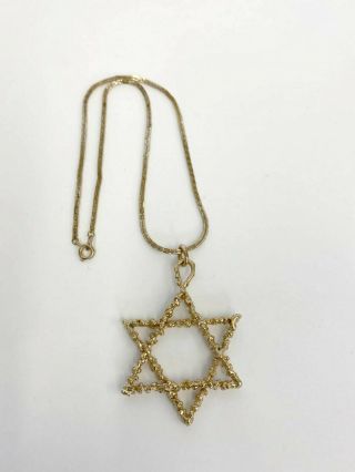 ⭕ 70s Vintage Brutalist Gold Pentagram Necklace : Occult Mid Century Ring Satan