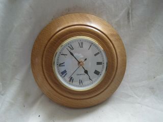 Vintage Turned Solid Wood Wooden Treen Round Clock By M Pool 2013 Exotic Wood
