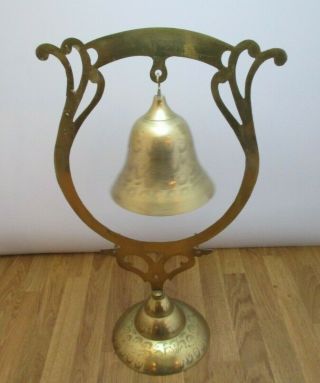 Vintage Antique Standing Brass Bell Gong Dinner Chime