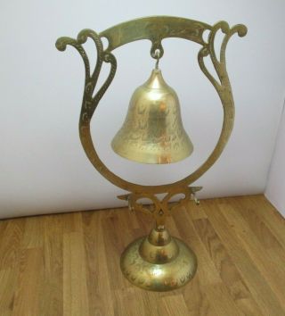Vintage Antique Standing Brass Bell Gong Dinner Chime 2