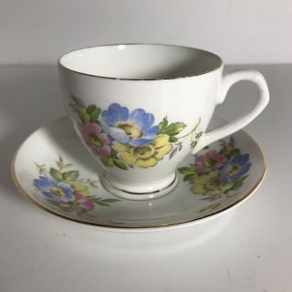 Vintage Crownford Fine Bone China Tea Cup & Saucer Floral Design - England
