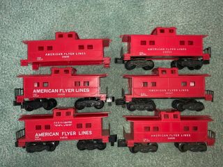 American Flyer 6 Red Cabooses s (3) 24636 versions,  24610,  bobtail 24627 & 24630 2
