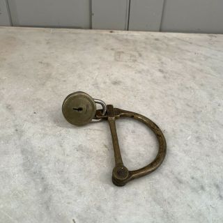 Antique Metal Knapsack Kit Bag Lock And Padlock No Key