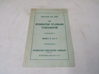 1908 Directions For Remington Standard Typewriter Models 10 & 11,  Antique