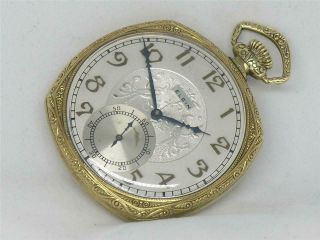 Antique Gents 14k Yellow Gold Filled Elgin Pocketwatch,  Running