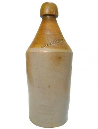 John Howell,  Buffalo,  Ny 19th C American Antique Stmpd Stoneware Cer Beer Bottle