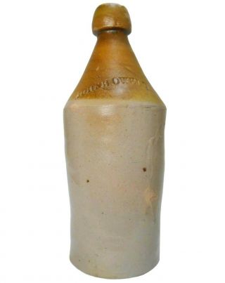 JOHN HOWELL,  BUFFALO,  NY 19TH C AMERICAN ANTIQUE STMPD STONEWARE CER BEER BOTTLE 3