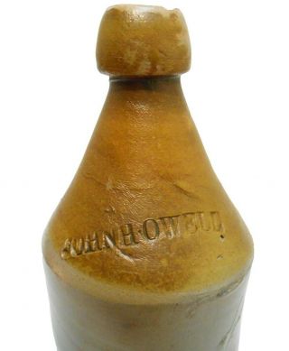 JOHN HOWELL,  BUFFALO,  NY 19TH C AMERICAN ANTIQUE STMPD STONEWARE CER BEER BOTTLE 4