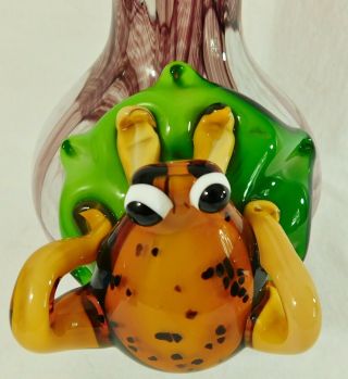 Rare Antique/vtg 13 " Murano Italian Figural Frog Art Glass Vase Italy Orig Label